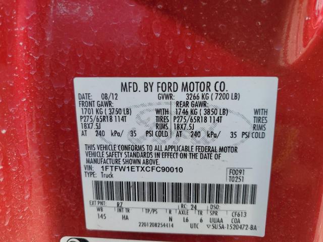 Photo 12 VIN: 1FTFW1ETXCFC90010 - FORD F150 SUPER 