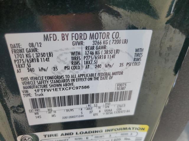 Photo 11 VIN: 1FTFW1ETXCFC97586 - FORD F150 SUPER 