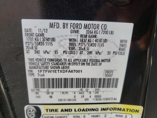 Photo 9 VIN: 1FTFW1ETXDFA67001 - FORD F150 SUPER 