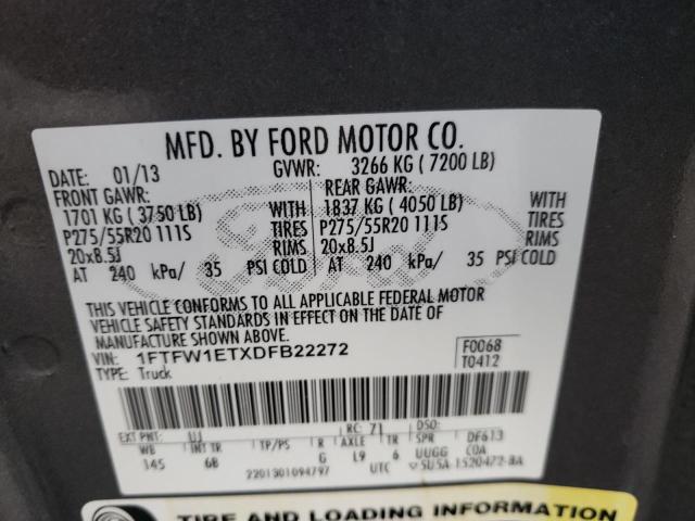 Photo 9 VIN: 1FTFW1ETXDFB22272 - FORD F150 SUPER 