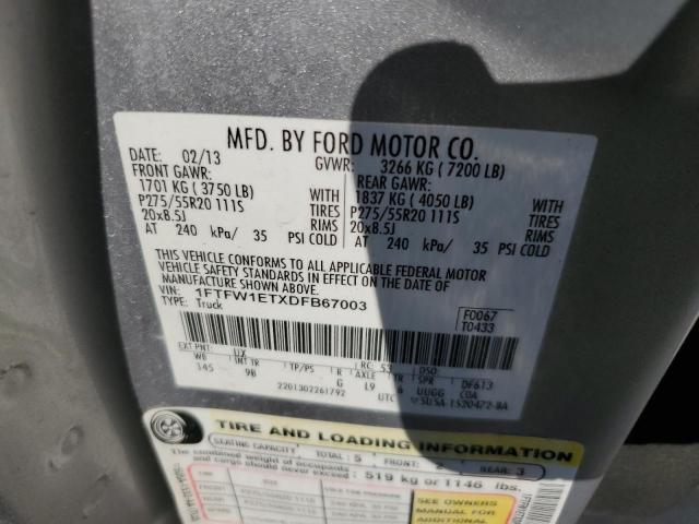 Photo 11 VIN: 1FTFW1ETXDFB67003 - FORD F150 SUPER 