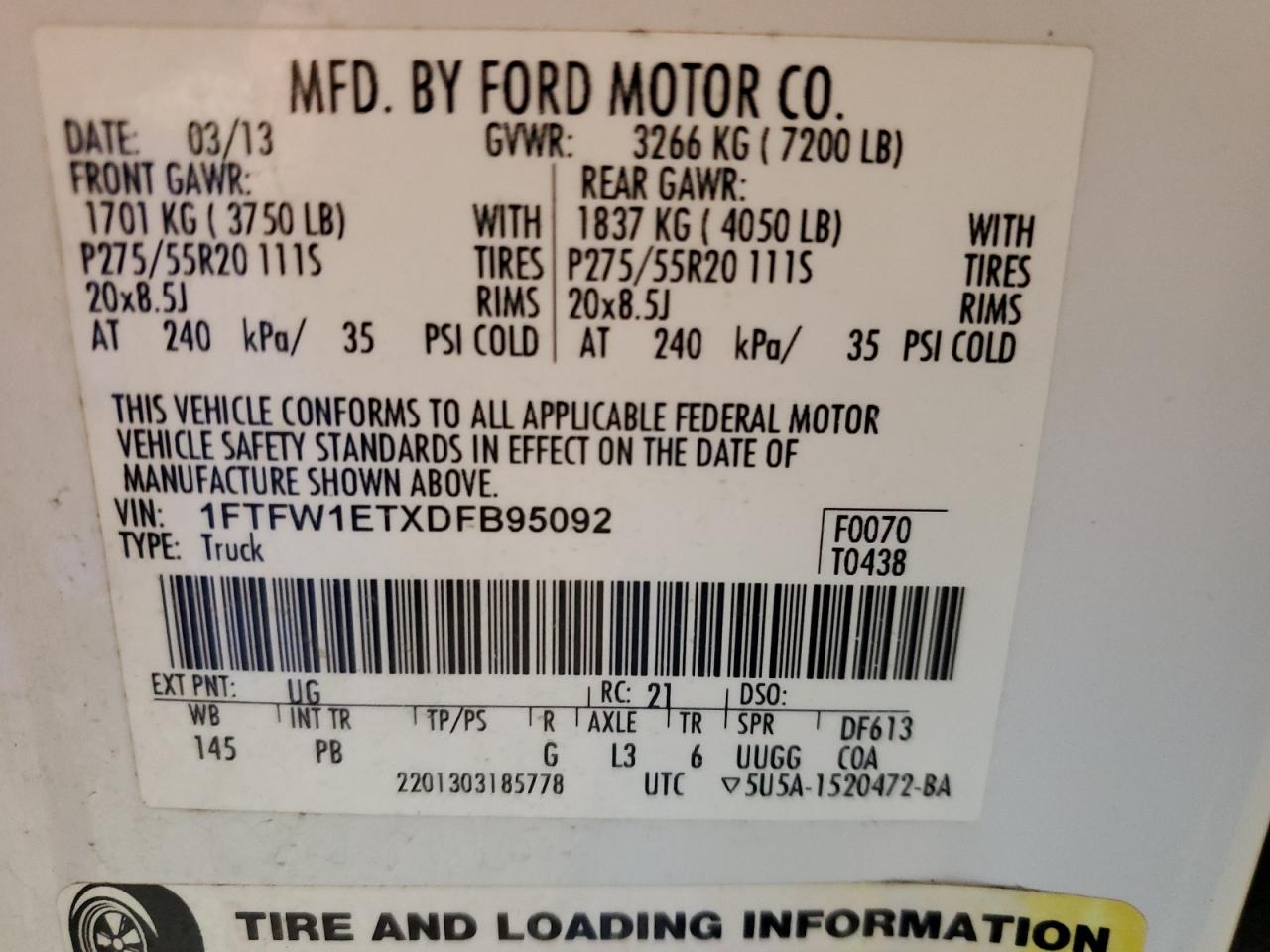 Photo 11 VIN: 1FTFW1ETXDFB95092 - FORD F-150 