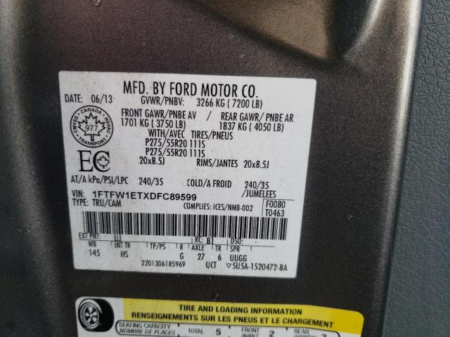 Photo 9 VIN: 1FTFW1ETXDFC89599 - FORD F150 SUPER 