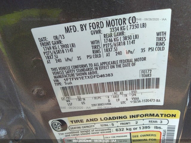 Photo 8 VIN: 1FTFW1ETXDFD46383 - FORD F-150 