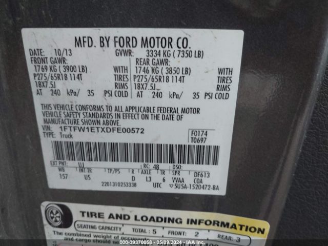 Photo 8 VIN: 1FTFW1ETXDFE00572 - FORD F-150 