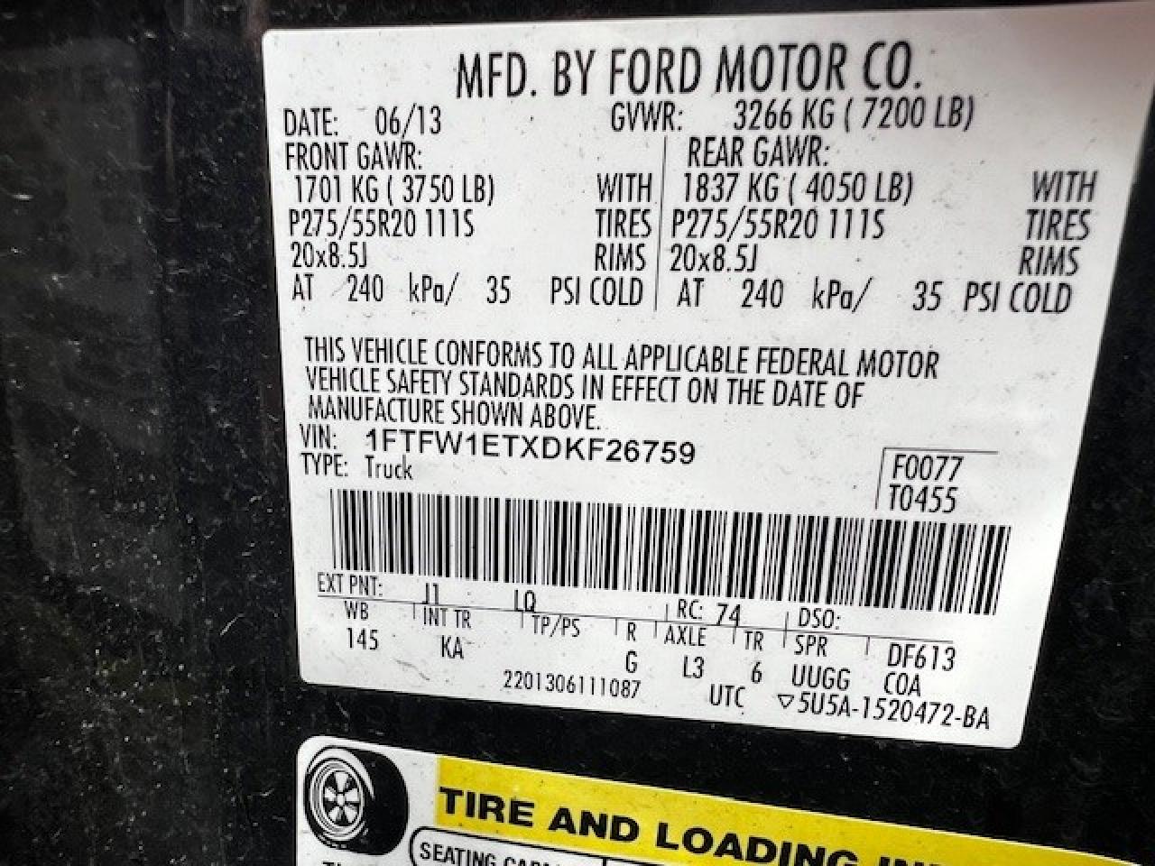 Photo 11 VIN: 1FTFW1ETXDKF26759 - FORD F-150 