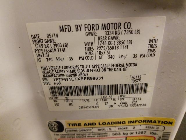 Photo 9 VIN: 1FTFW1ETXEFB99631 - FORD F150 SUPER 