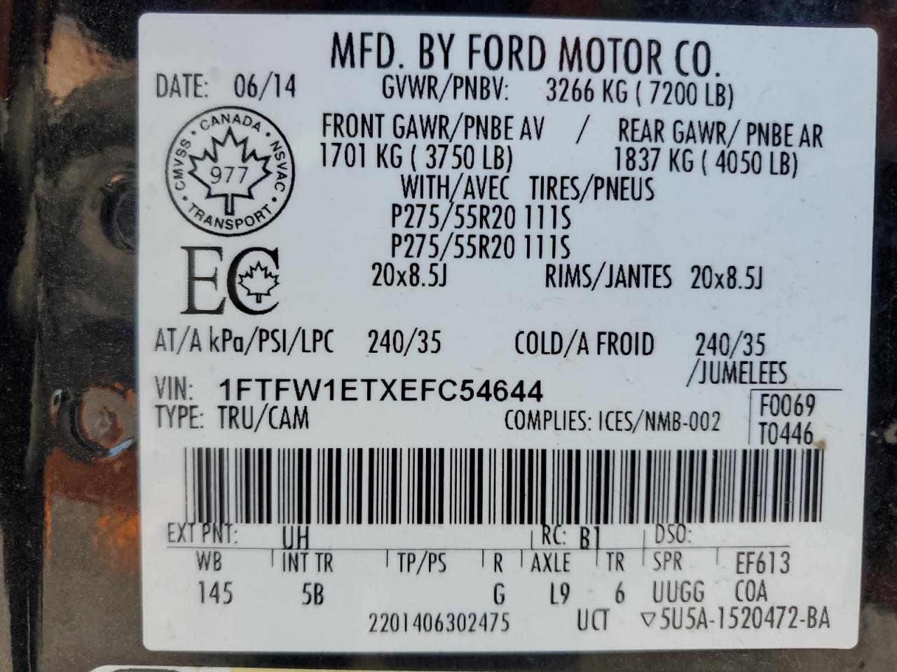 Photo 11 VIN: 1FTFW1ETXEFC54644 - FORD F-150 