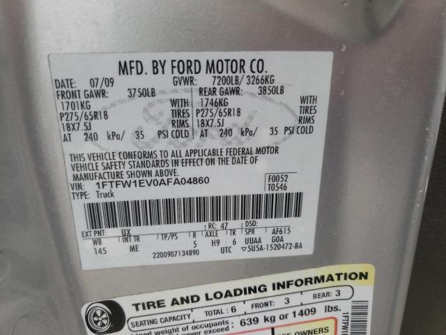 Photo 9 VIN: 1FTFW1EV0AFA04860 - FORD F150 SUPER 