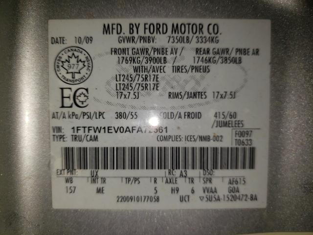 Photo 9 VIN: 1FTFW1EV0AFA72561 - FORD F150 SUPER 