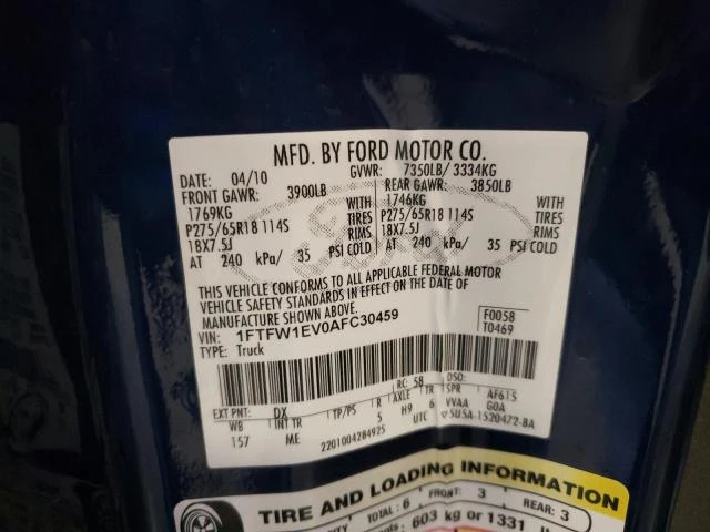 Photo 11 VIN: 1FTFW1EV0AFC30459 - FORD F150 SUPER 