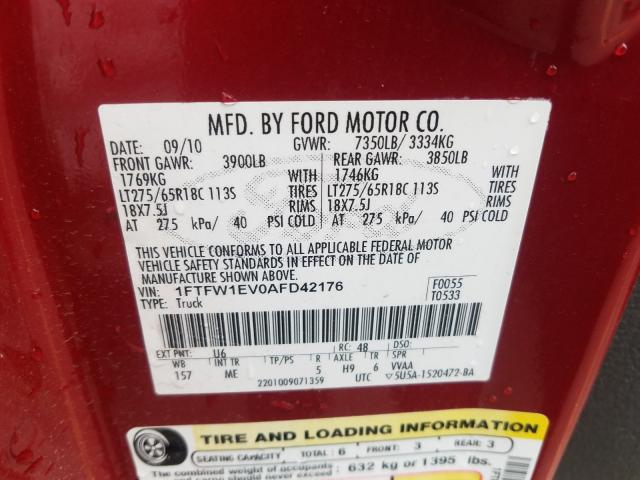 Photo 9 VIN: 1FTFW1EV0AFD42176 - FORD F150 SUPER 