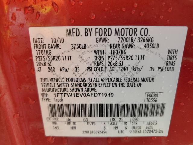 Photo 11 VIN: 1FTFW1EV0AFD71919 - FORD F-150 