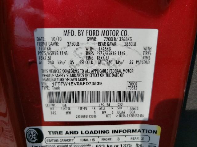 Photo 9 VIN: 1FTFW1EV0AFD73539 - FORD F150 SUPER 