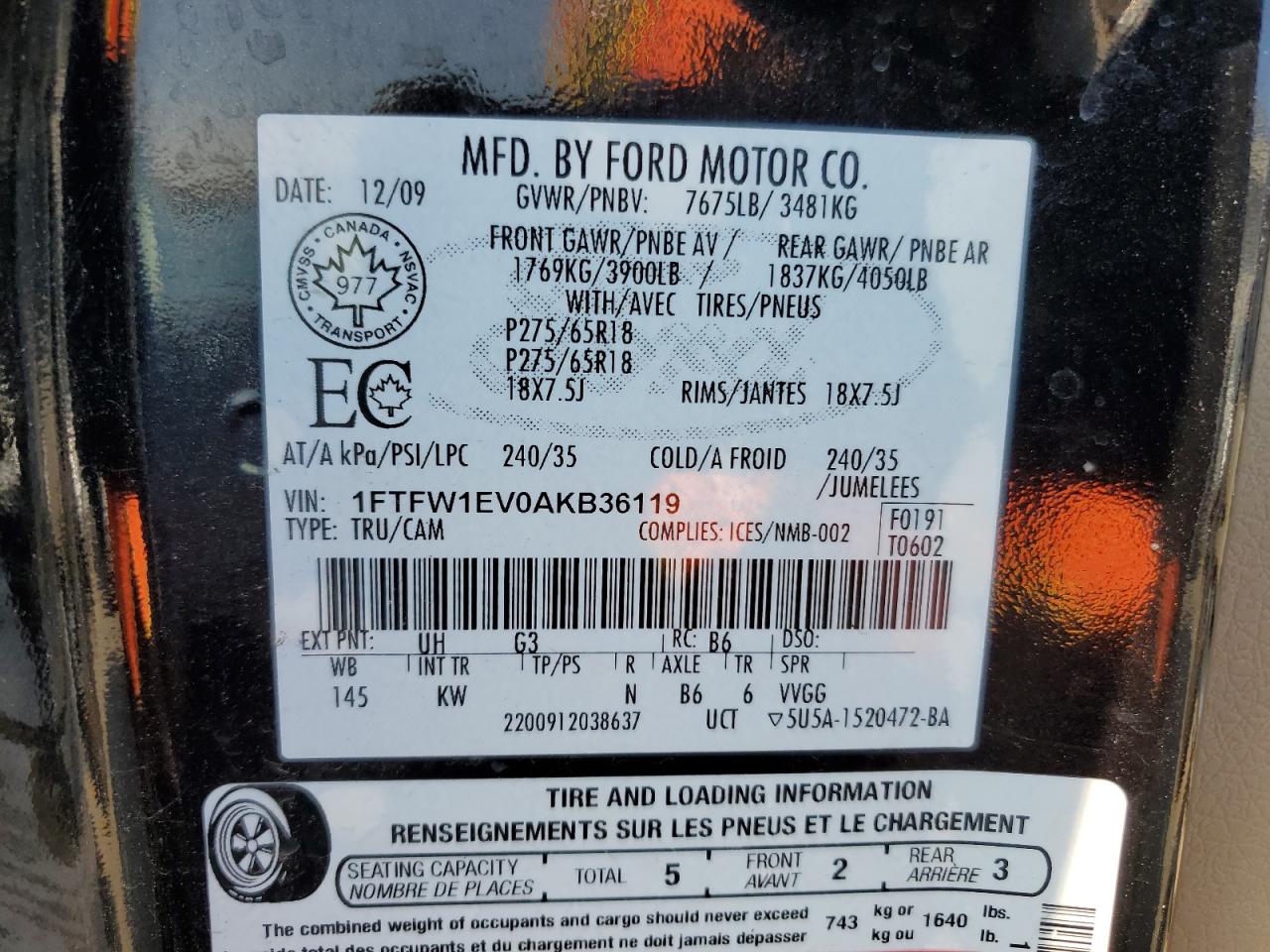 Photo 11 VIN: 1FTFW1EV0AKB36119 - FORD F-150 