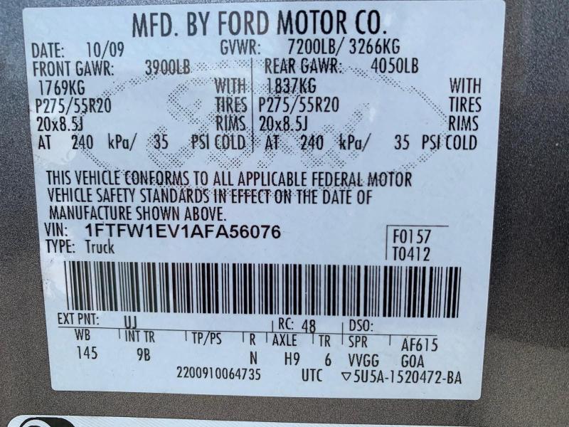 Photo 9 VIN: 1FTFW1EV1AFA56076 - FORD F150 SUPER 