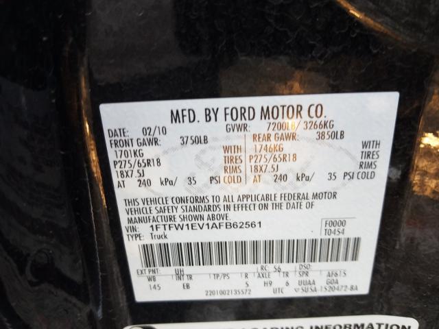 Photo 9 VIN: 1FTFW1EV1AFB62561 - FORD F150 SUPER 