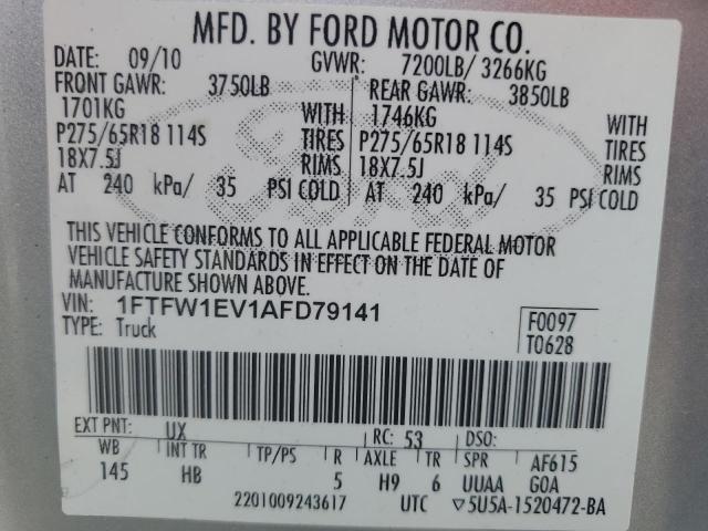 Photo 11 VIN: 1FTFW1EV1AFD79141 - FORD F150 SUPER 