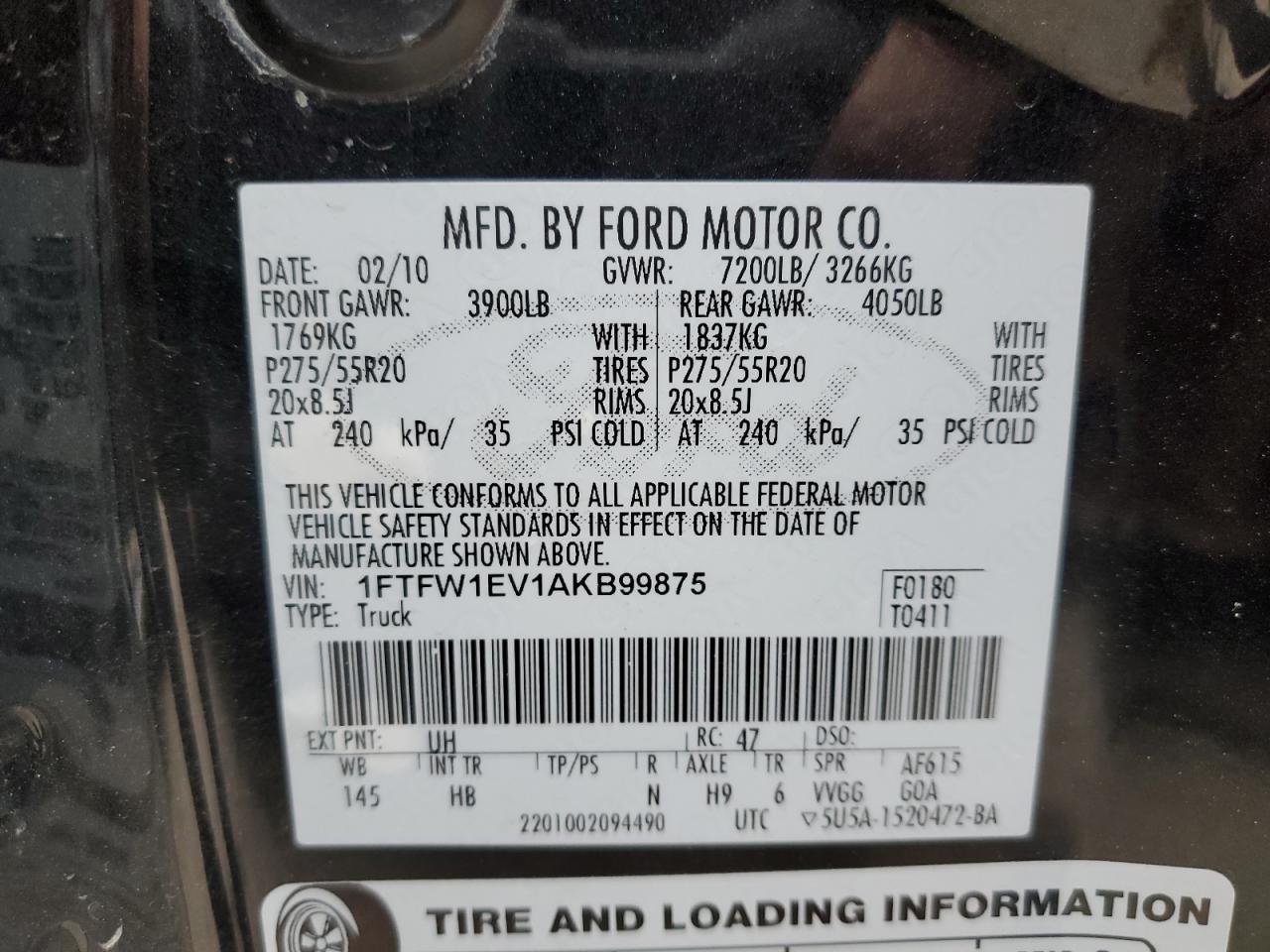 Photo 11 VIN: 1FTFW1EV1AKB99875 - FORD F-150 