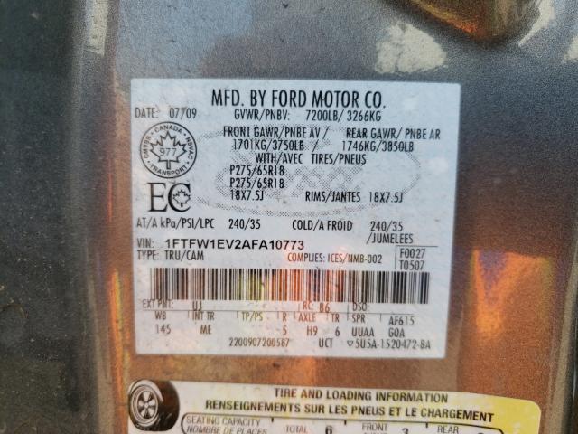 Photo 9 VIN: 1FTFW1EV2AFA10773 - FORD F150 SUPER 