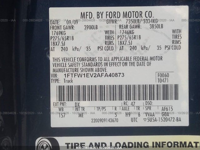 Photo 8 VIN: 1FTFW1EV2AFA40873 - FORD F-150 