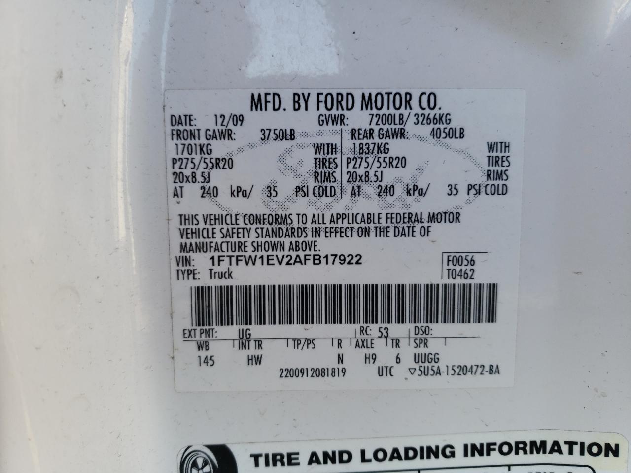 Photo 11 VIN: 1FTFW1EV2AFB17922 - FORD F-150 