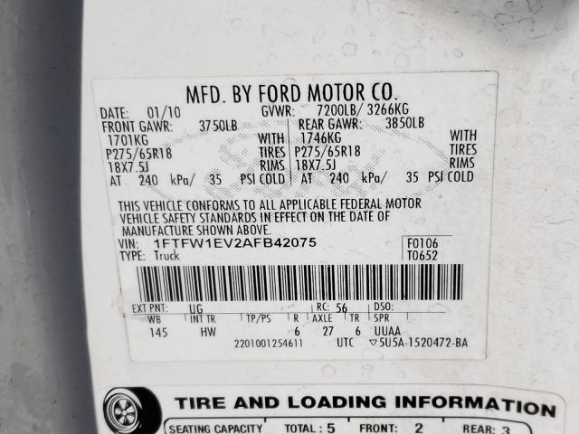 Photo 9 VIN: 1FTFW1EV2AFB42075 - FORD F150 SUPER 