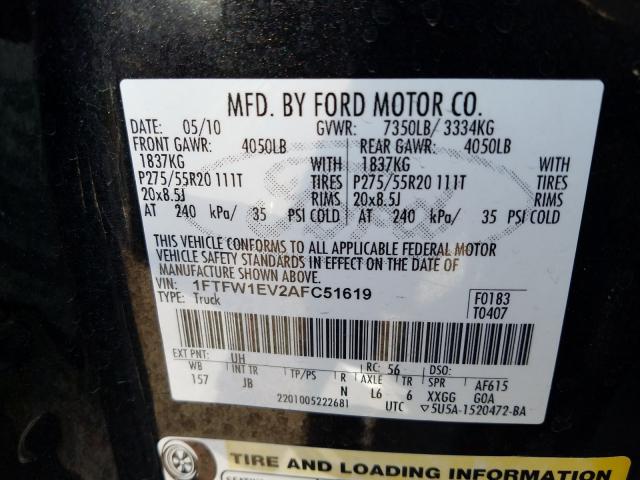 Photo 9 VIN: 1FTFW1EV2AFC51619 - FORD F-150 