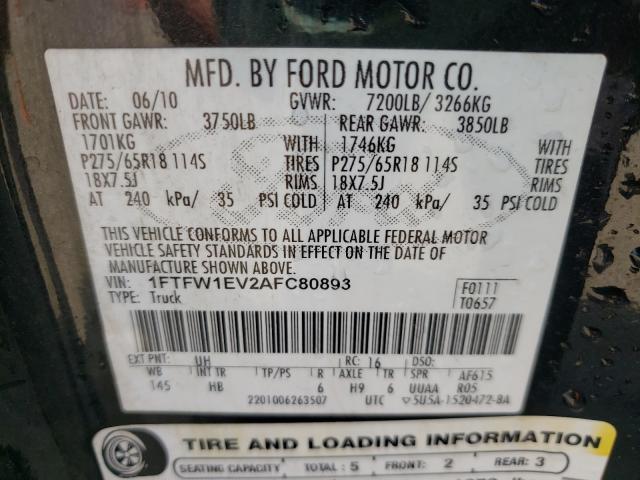 Photo 9 VIN: 1FTFW1EV2AFC80893 - FORD F150 SUPER 