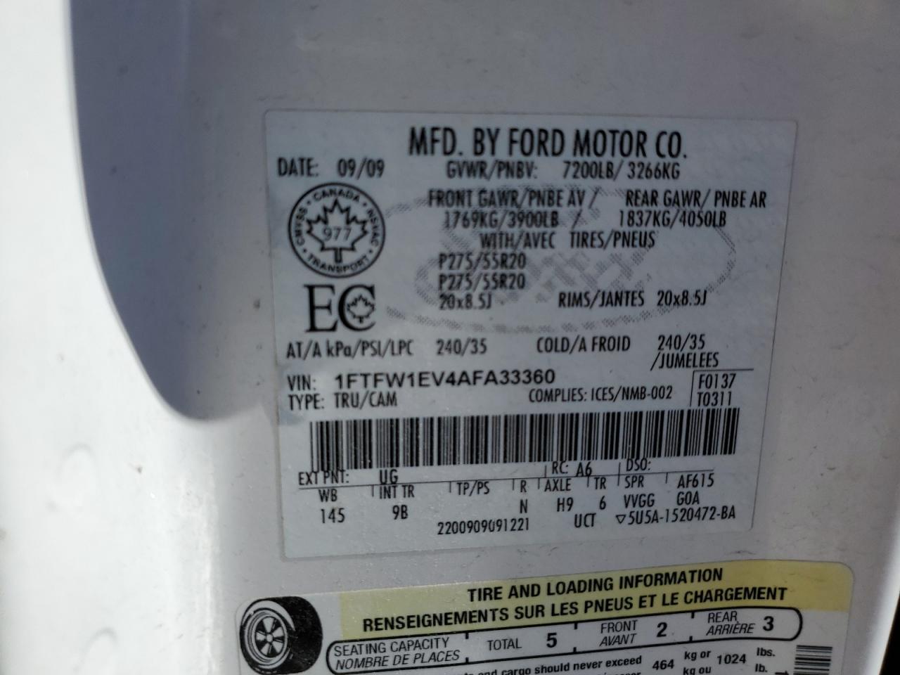 Photo 11 VIN: 1FTFW1EV4AFA33360 - FORD F-150 