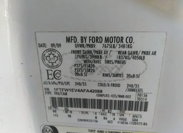 Photo 8 VIN: 1FTFW1EV4AFA42088 - FORD F-150 