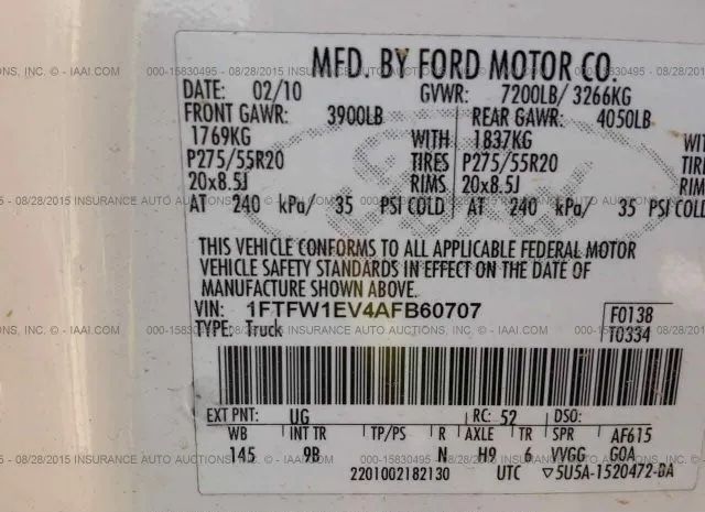 Photo 8 VIN: 1FTFW1EV4AFB60707 - FORD F-150 