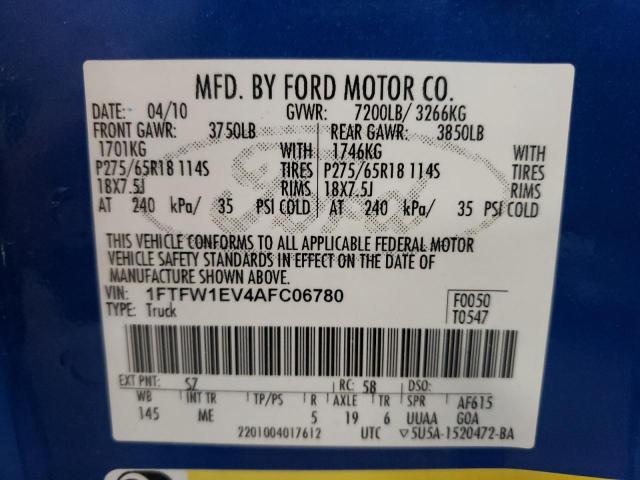 Photo 9 VIN: 1FTFW1EV4AFC06780 - FORD F150 SUPER 