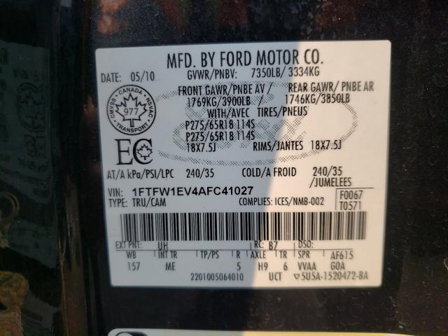 Photo 9 VIN: 1FTFW1EV4AFC41027 - FORD F150 SUPER 