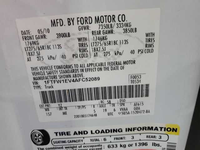 Photo 11 VIN: 1FTFW1EV4AFC52089 - FORD F150 SUPER 