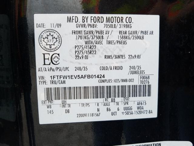 Photo 9 VIN: 1FTFW1EV5AFB01424 - FORD F150 SUPER 