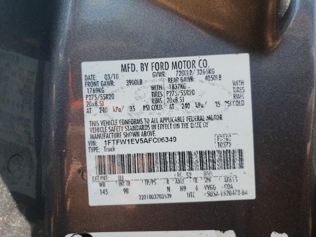 Photo 9 VIN: 1FTFW1EV5AFC06349 - FORD F150 SUPER 