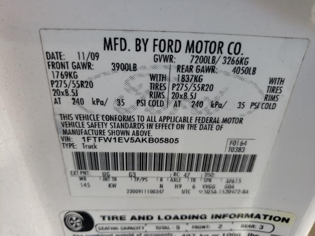 Photo 9 VIN: 1FTFW1EV5AKB05805 - FORD F150 SUPER 