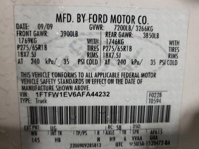 Photo 9 VIN: 1FTFW1EV6AFA44232 - FORD F150 SUPER 