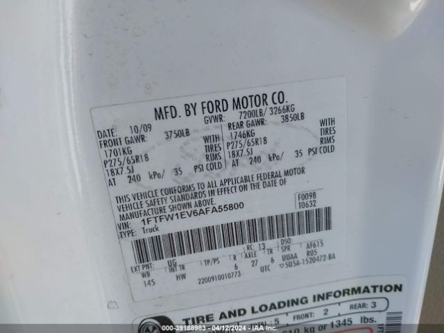 Photo 8 VIN: 1FTFW1EV6AFA55800 - FORD F150 