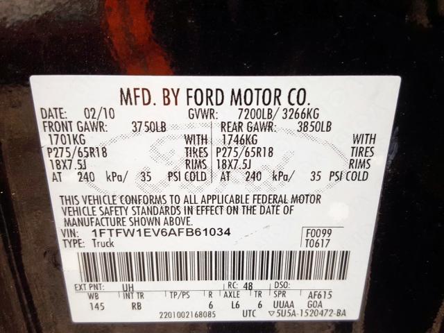 Photo 9 VIN: 1FTFW1EV6AFB61034 - FORD F150 SUPER 