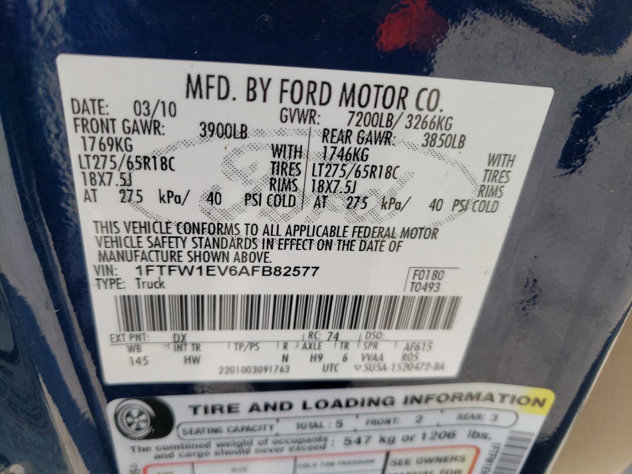 Photo 12 VIN: 1FTFW1EV6AFB82577 - FORD F-150 