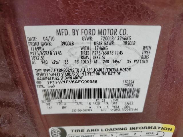 Photo 9 VIN: 1FTFW1EV6AFC09955 - FORD F150 SUPER 