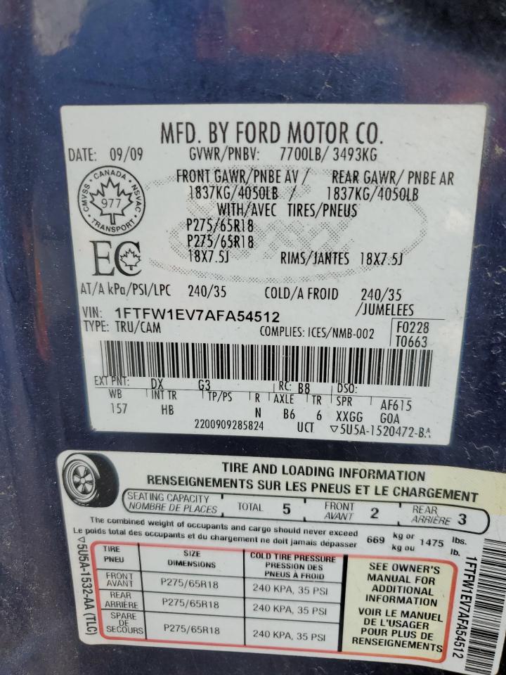 Photo 11 VIN: 1FTFW1EV7AFA54512 - FORD F-150 