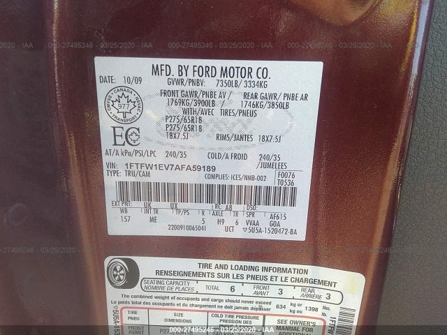 Photo 8 VIN: 1FTFW1EV7AFA59189 - FORD F-150 