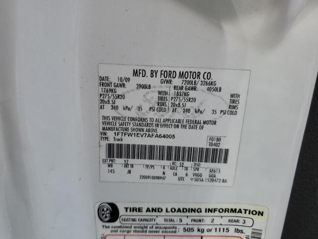 Photo 9 VIN: 1FTFW1EV7AFA64005 - FORD F150 SUPER 