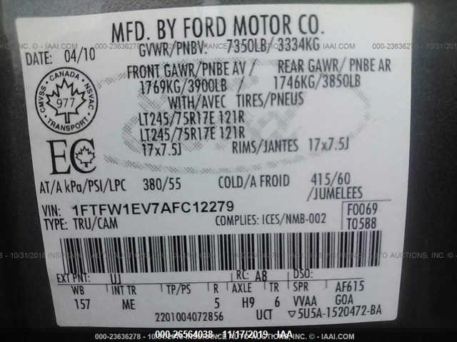 Photo 8 VIN: 1FTFW1EV7AFC12279 - FORD F-150 