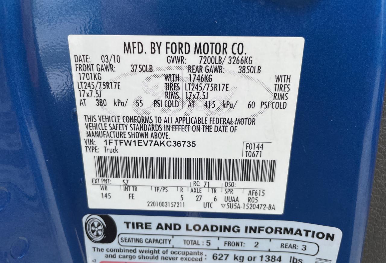 Photo 9 VIN: 1FTFW1EV7AKC36735 - FORD F-150 