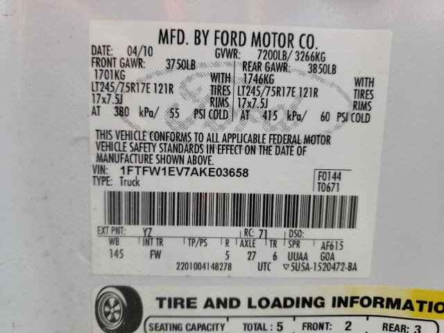 Photo 9 VIN: 1FTFW1EV7AKE03658 - FORD F150 SUPER 