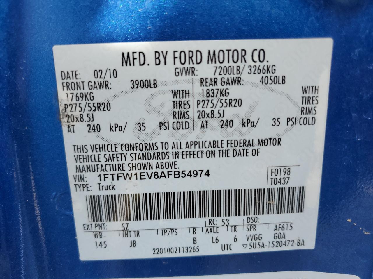 Photo 11 VIN: 1FTFW1EV8AFB54974 - FORD F-150 